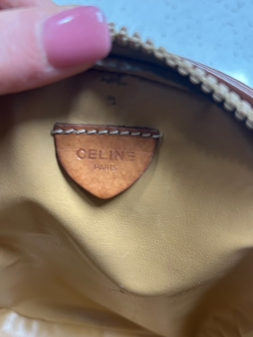 Authentic CELINE Macadam Canvas Shoulder Bag PVC Leather Brown Gold - Picture 7 of 11